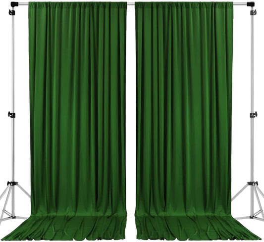 AK TRADING CO. 10 feet x 10 feet Valley Green Polyester Backdrop Drapes Curtains Panels with Rod Pockets - Wedding Ceremony Party Home Window Decorations