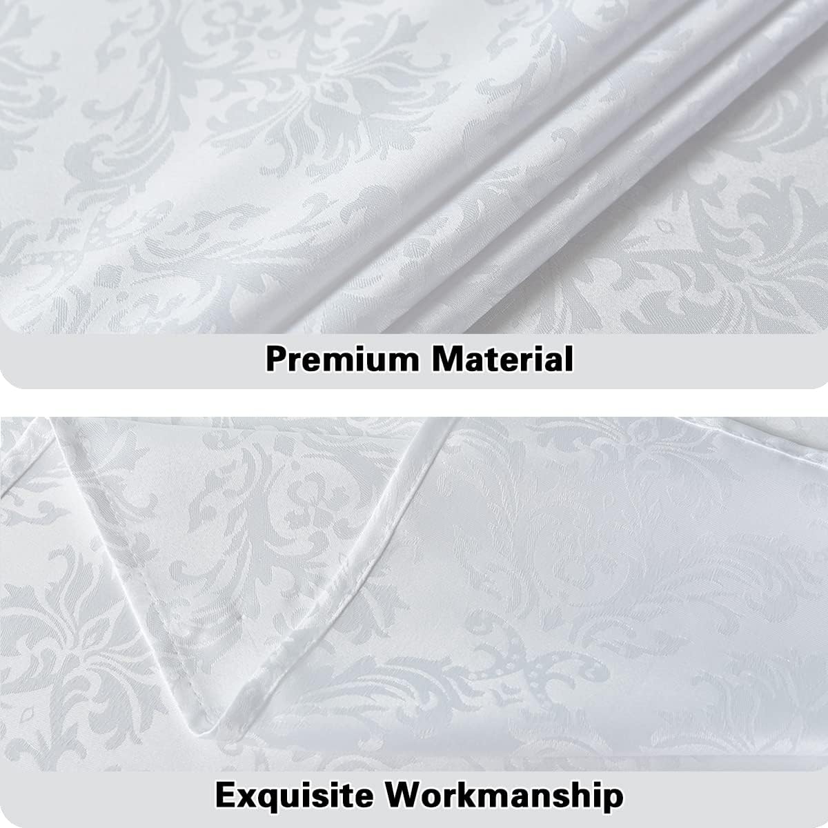 SASTYBALE White Tablecloth Rectangle 60 x 102 Inch Jacquard Damask Tablecloth, Spill Proof & Wrinkle Free Polyester Table Cloth, Heavy Table Cover for Dining Room, Party, Indoor, Outdoor