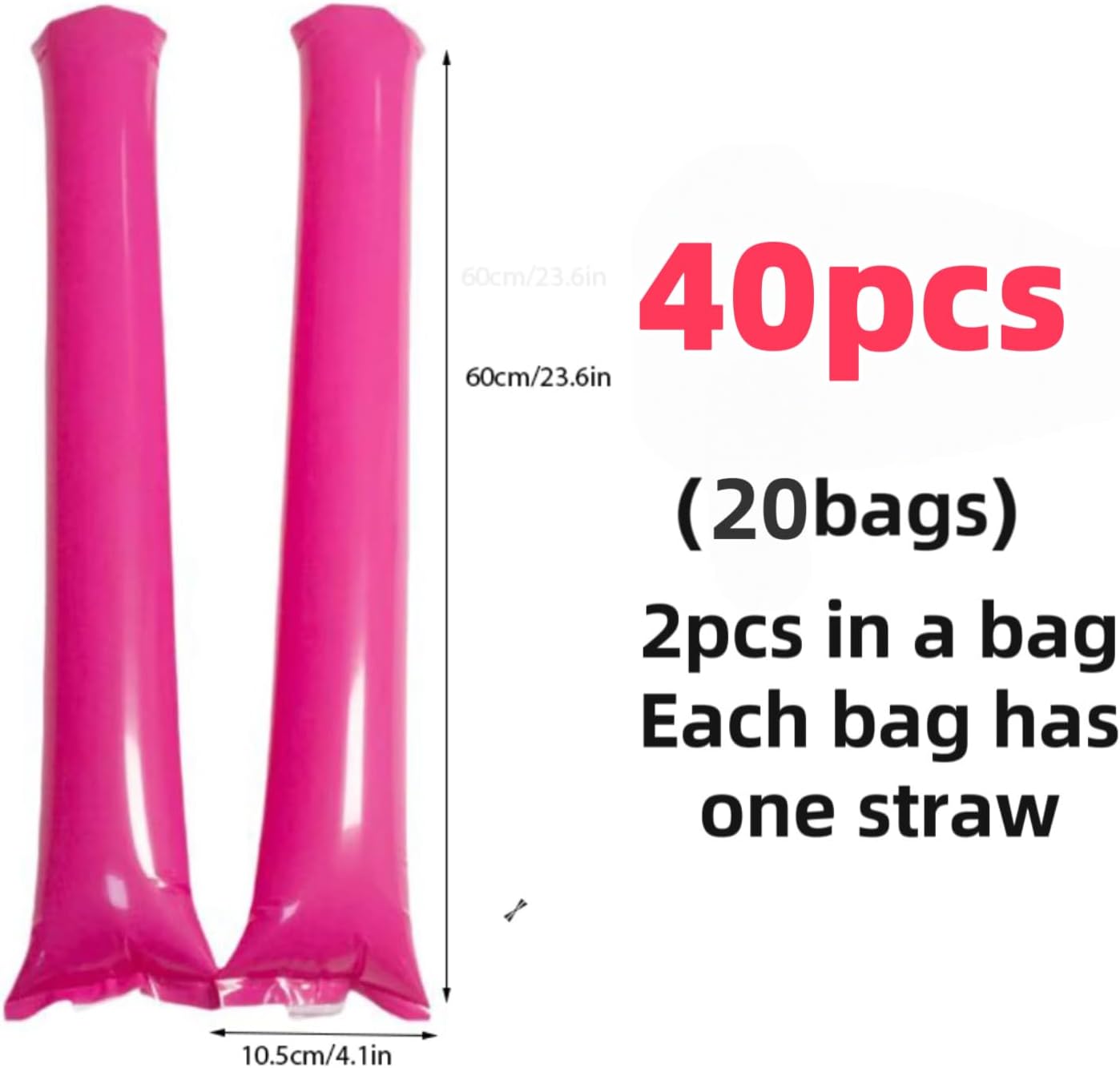 40pcs Round headTeam Spirit Boom Sticks Thunder Sticks Cheering Sticks Team Spirit Plastic Cheerleading Spirit Stick Clapper Inflatable Noise Maker Sports Supply (Pink)