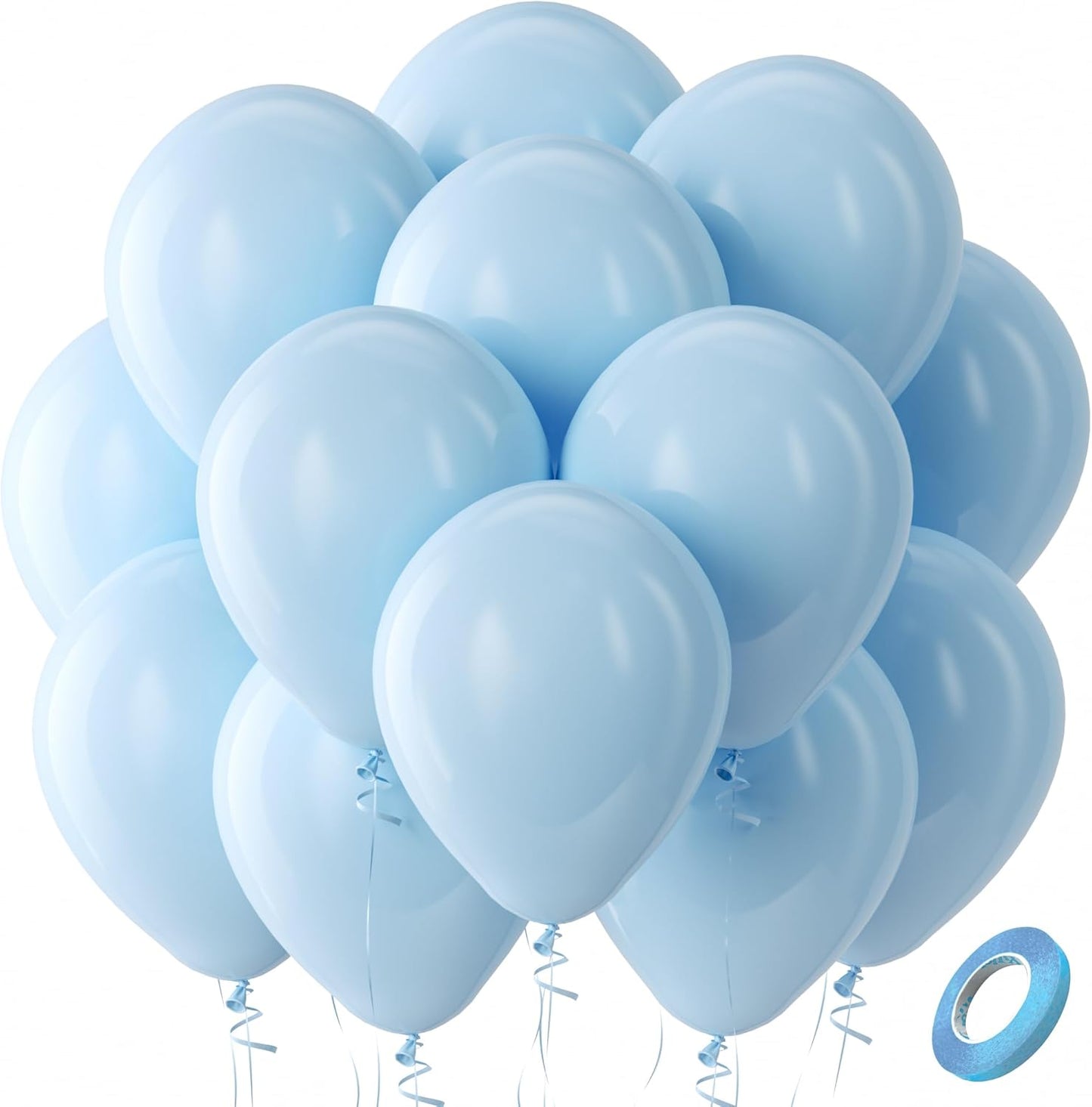 Bezente Pastel Blue Latex Party Balloons - 100 Pack 12 inch Round Helium Light Blue Bridal Blue Balloons for Wedding Bridal Shower Gender Reveal Birthday Party Decoration