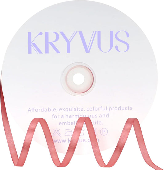 Rose Gold Satin Ribbon 1/4 inch X Continuous 100 Yards, Single Face Polyester Ribbon Perfect for Gift Wrapping, Flower Bouquet, Wedding Decor, Crafts, Bow Making, Sewing and More