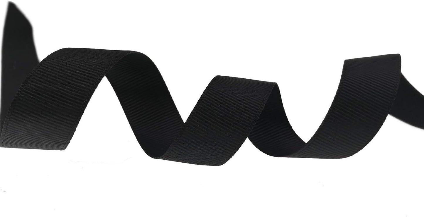 Jesep One Roll 100 Yards 3/4" Soild Grosgrain Ribbon Boutique Gift Wrapping Package Ribbon, DIY Crafts Bow Hair Headband Accessories Assorted Ribbon#30 (3/4" 20mm, Black)