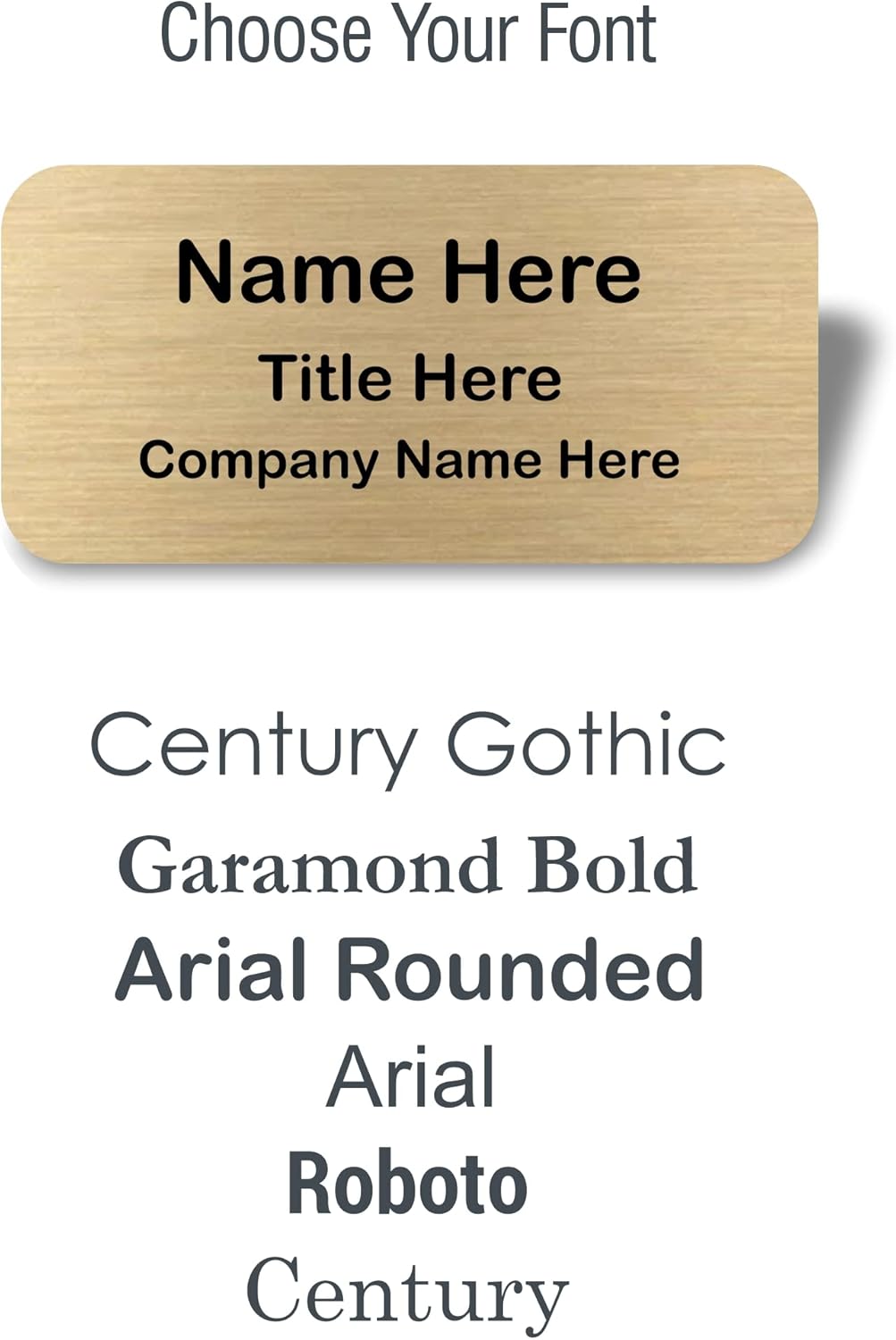 Custom Name Tag - Personalized Name Badge with Magnet Backing - Choose Your Size and Color (Gold Metal 3"x1.5" - No Logo)