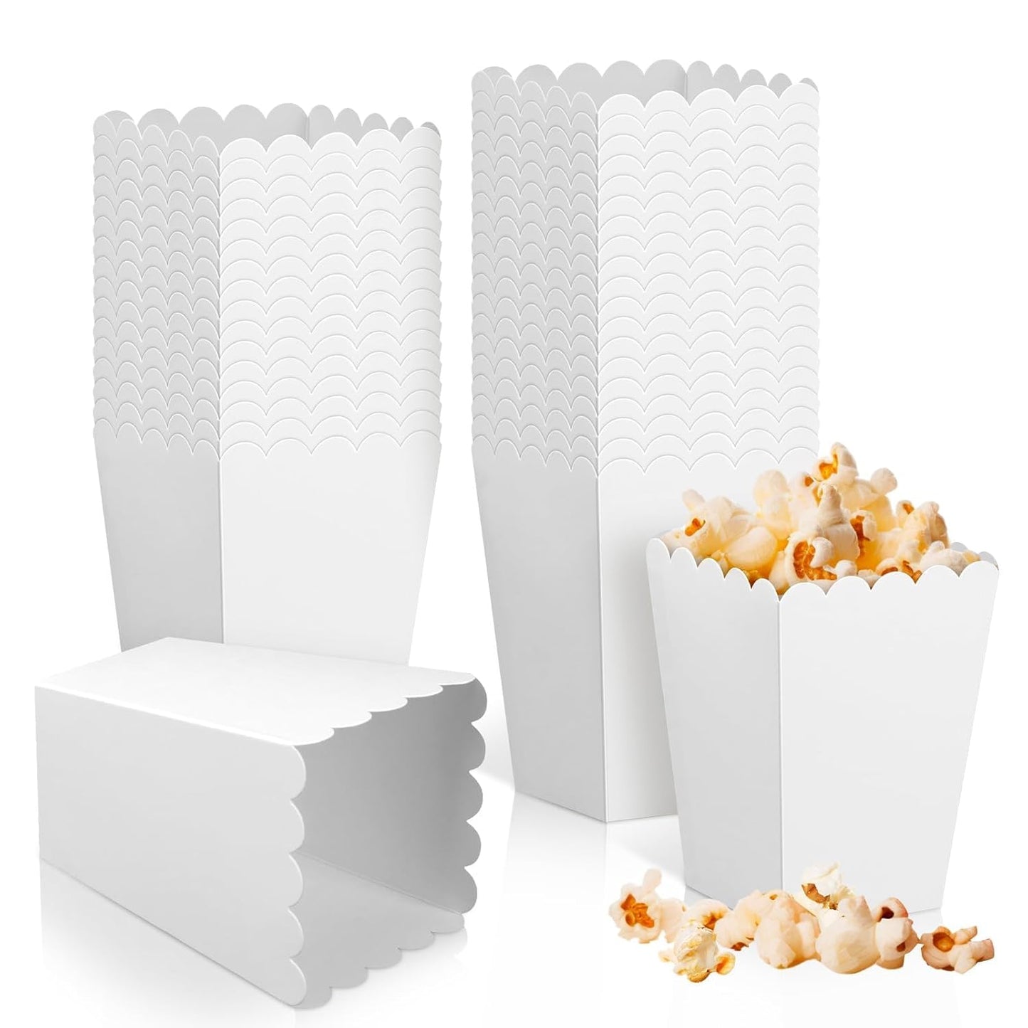 36 Pack Mini Popcorn Boxes for Party, Small Popcorn Cups Disposable for Movie Night, Carnival, Theater - Bulk White Popcorn Containers, 3 x 4.2 x 2.2 Inch