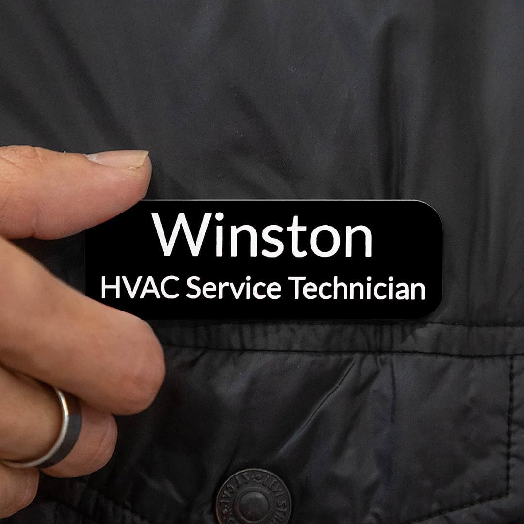 Name Tag/Badge Blanks - 50 Pack - 1" X 3" (Black) Round Corners, Magnetic Backing