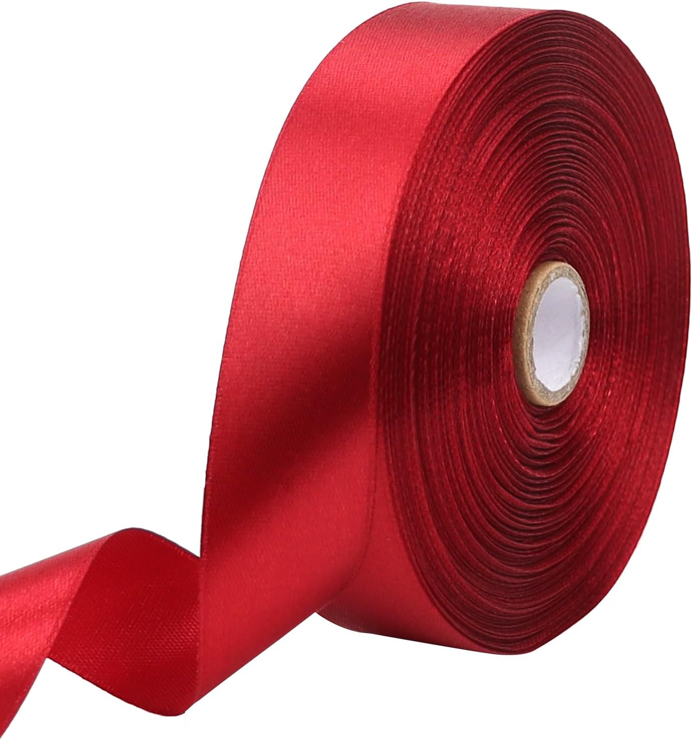 Deep red Solid Satin Ribbon 1 Inch 50 Yards Solid Polyester Fabric Ribbon for Gift Wrapping Wedding Christmas Baby Shower Birthday Party Decoration Handmade Immortal Flower Craft