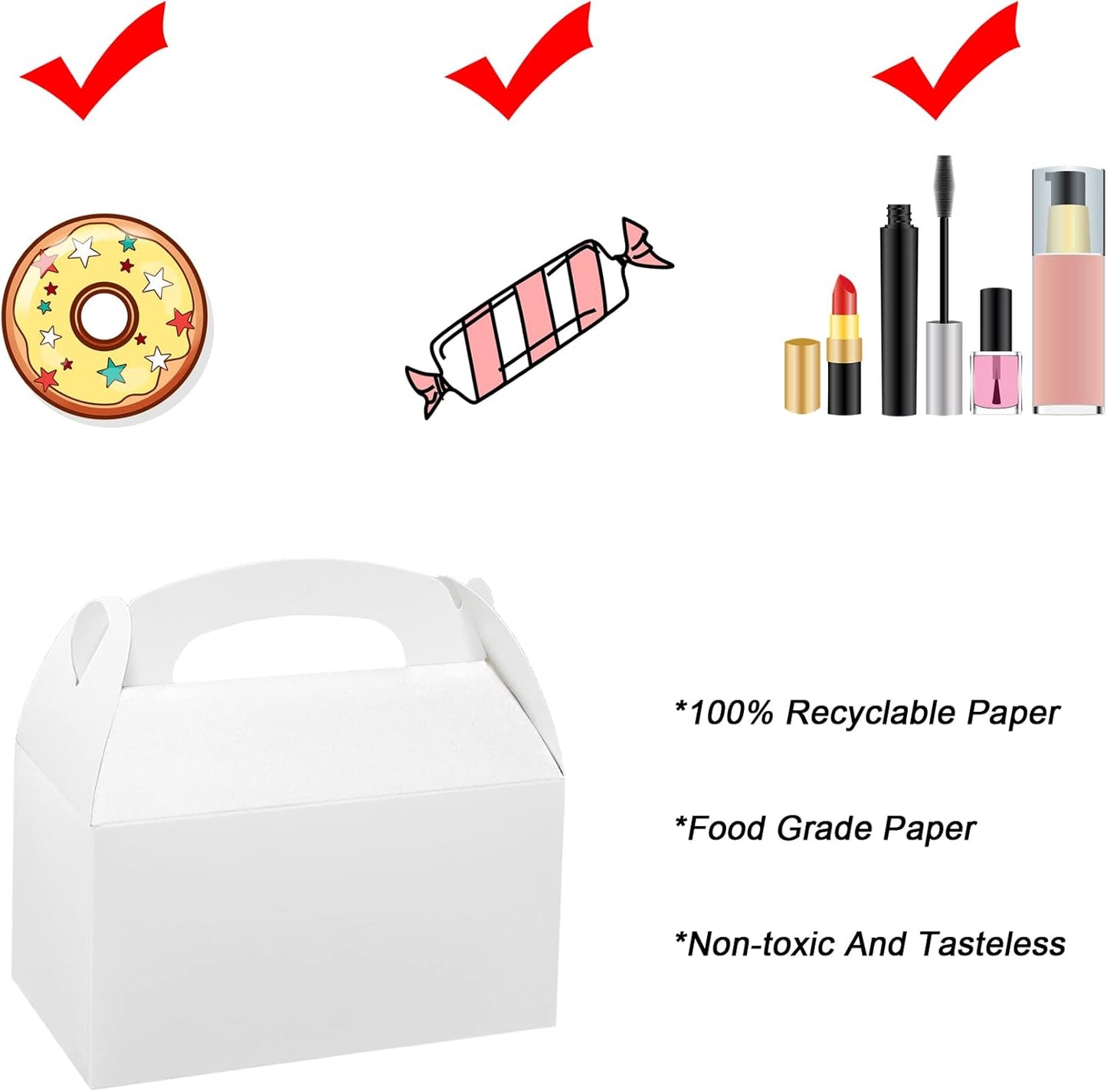 Xxcxpark 24 PCS White Gift Boxes 6.2x3.5x3.5 inches, Party Favor Kraft Paper Gift Packaging Box with Lid for DIY Crafting, Cube, Cupcake, Kraft Present Boxes for Birthday, Wedding