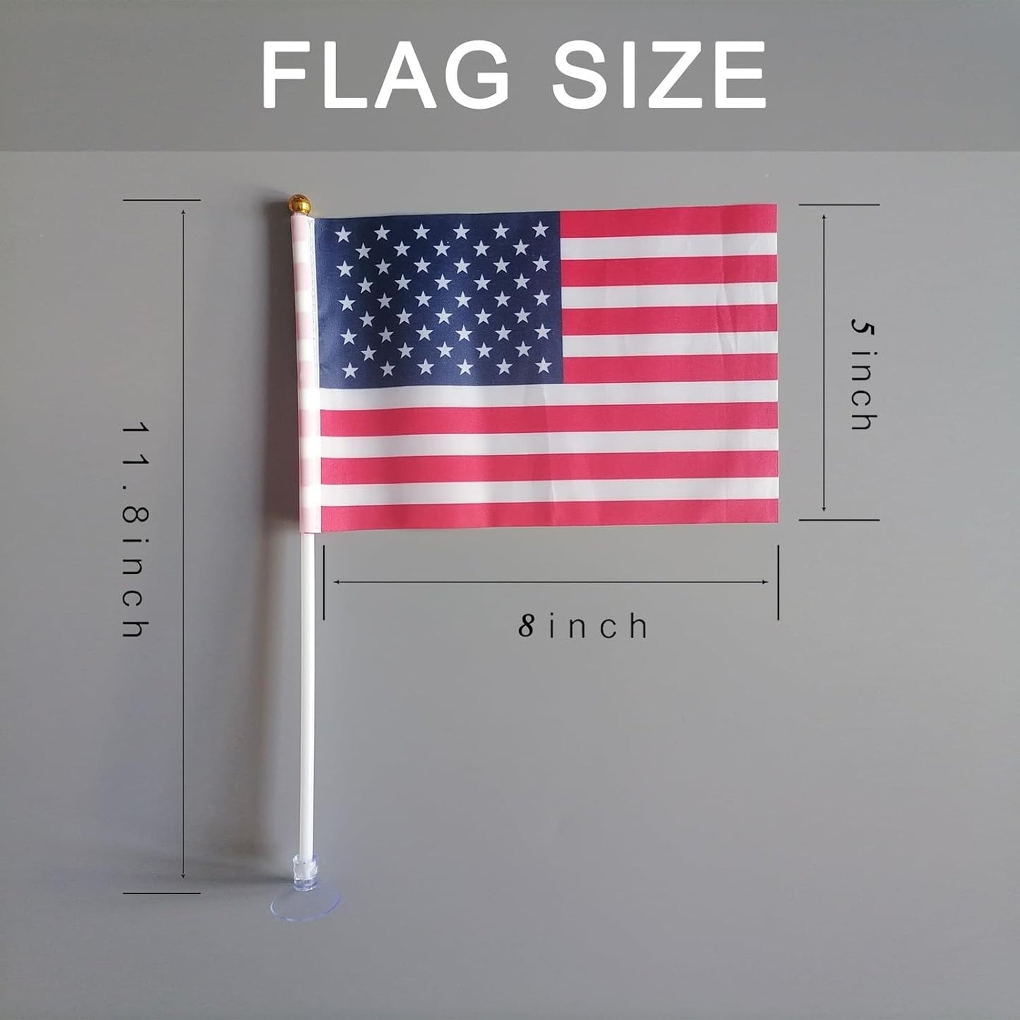 American Mini Flags with Suction Cup Handheld US Small Flags for Office Store Party Gardens Yards (double sided (set of 10))