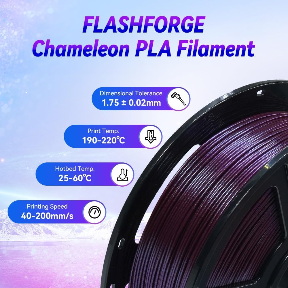 FLASHFORGE 3D Printer Filament, Chameleon PLA Color Shift Filament 1.75mm, Changes Color with Light and Angles, 1KG Spool (2.2lbs), Dimensional Accuracy +/- 0.02mm (Marsala)