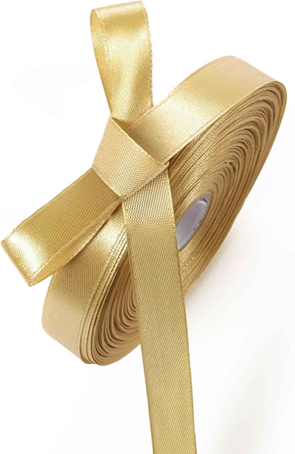 1/2 Inch Champaign Gold Satin Ribbon 50 Yards Solid Fabric Ribbons for Gift Wrapping, Crafts and DIY Projects, Bows Making, Wedding, Party, Holiday Decor