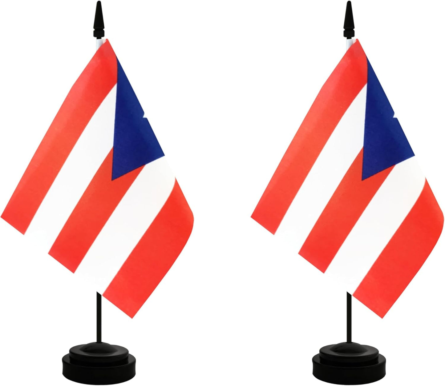 2 Pack Puerto Rico Desk Flag, International Country Flag with Solid Pole and Stand Base, Festival Celebration, Classroom Meeting Desktop Decoration