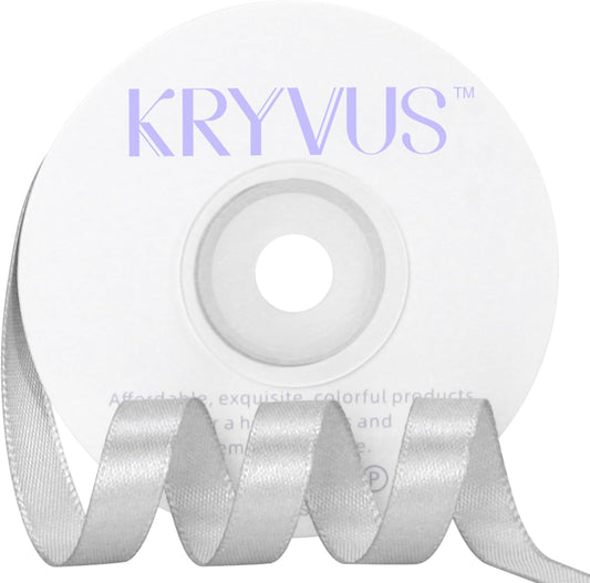 Silver Satin Ribbon 3/8 inch X Continuous 25 Yards, Single Face Polyester Ribbon Perfect for Gift Wrapping, Flower Bouquet, Wedding Decor, Crafts, Bow Making, Sewing and More