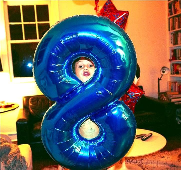 Navy Blue Giant Number 8 Balloon 40 Inch, 8th Eight Blue Birthday Decorations, Men Women 8 18 28 38 80 88 Birthday Number Balloons, 8 Balloon Number Anniversary Graduations Party Supplies