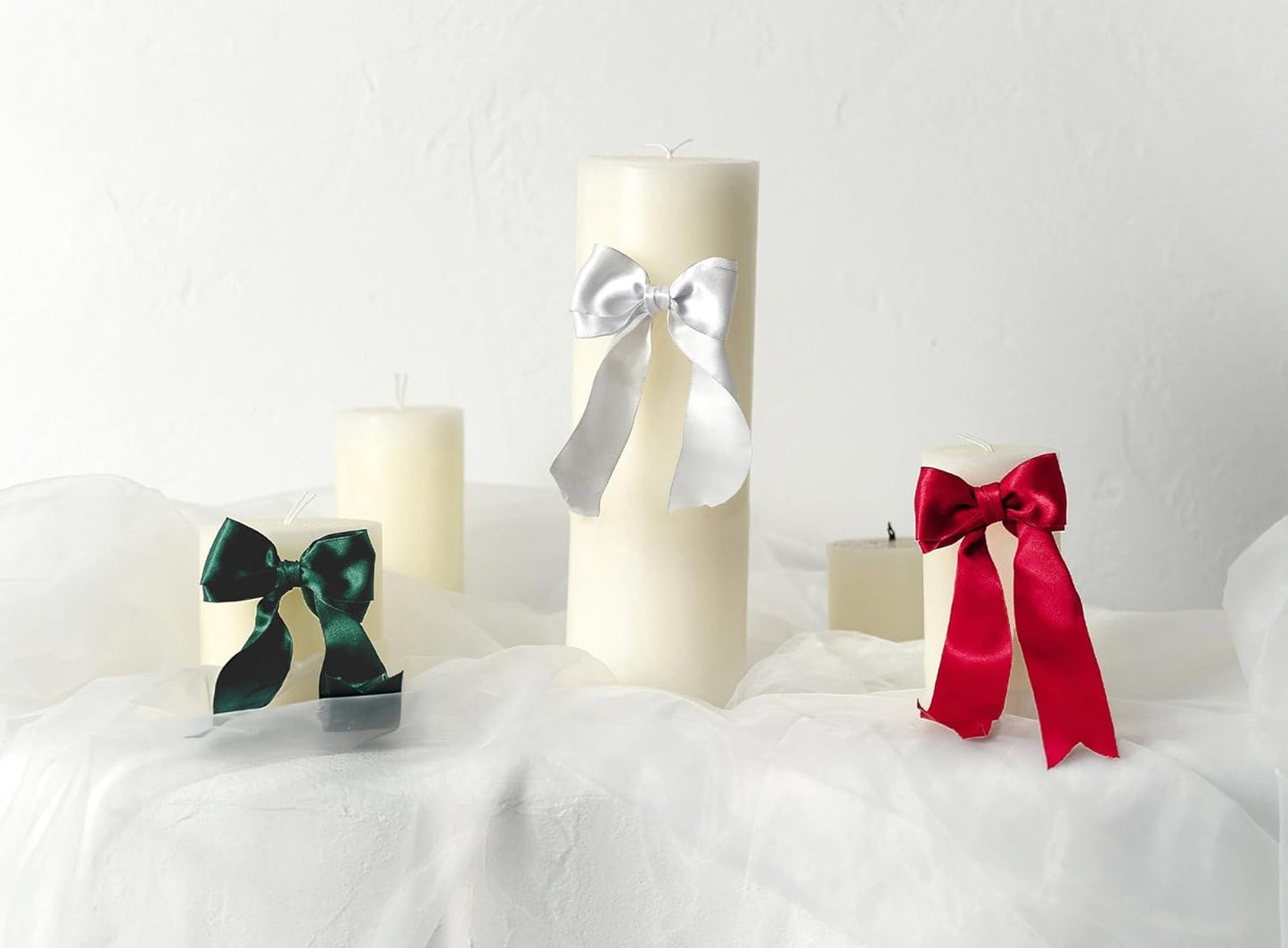 Red Satin Ribbon Double-Faced Wired Ribbons for Gift Wrapping Flower Bouquet Bows Wedding Invitation Christmas Decor Crafts 1-1/2 Inch 10 Yards