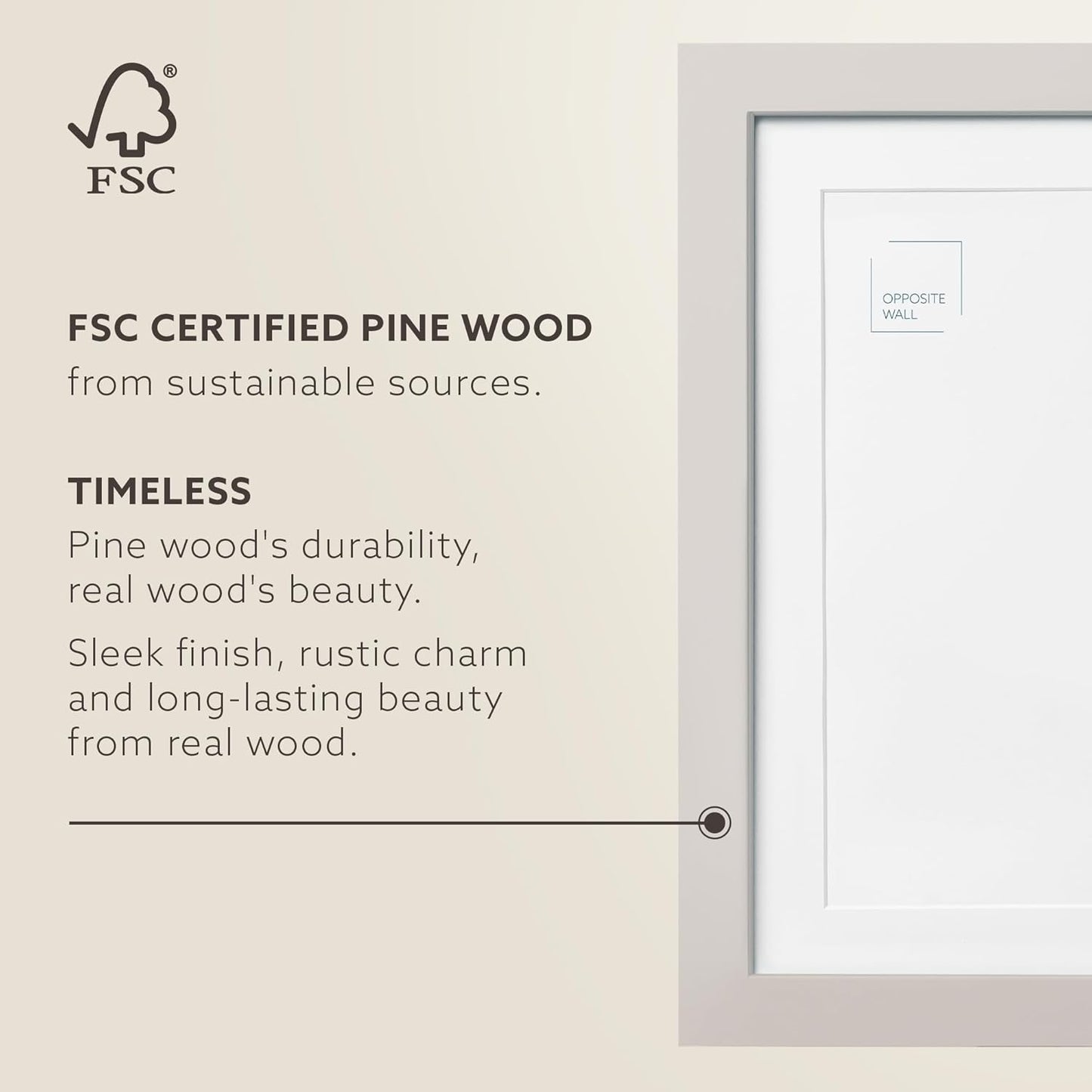 Opposite Wall - 24x36 in - Real Wood Grey Picture Frame - Lightweight, Versatile & Shatterproof - Large Wall Hanging Photo or Poster Frame - Wall Decor for Office, Gallery & Home