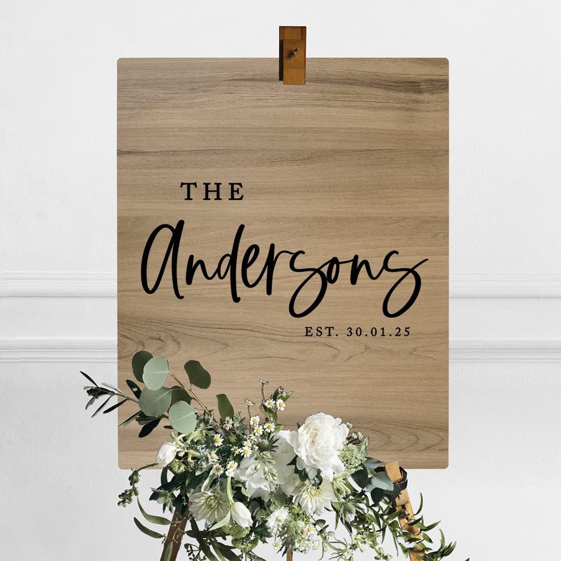 Andaz Press Large Wooden Welcome Sign for Wedding Rustic Welcome Sign 16" x 20" Custom Last Name & EST. Date Fall Wedding Signage English Oak MDF Wood Finish Wedding Reception Indoor Outdoor Signs