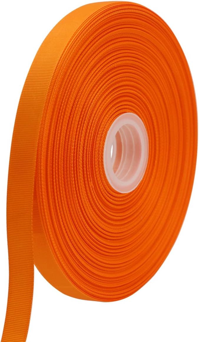 Jesep One Roll 100 Yards Soild Grosgrain Ribbon Boutique Gift Wrapping Package Ribbon, DIY Crafts Bow Hair Headband Accessories Assorted Ribbon #752 (5/8" 15mm, Orange)