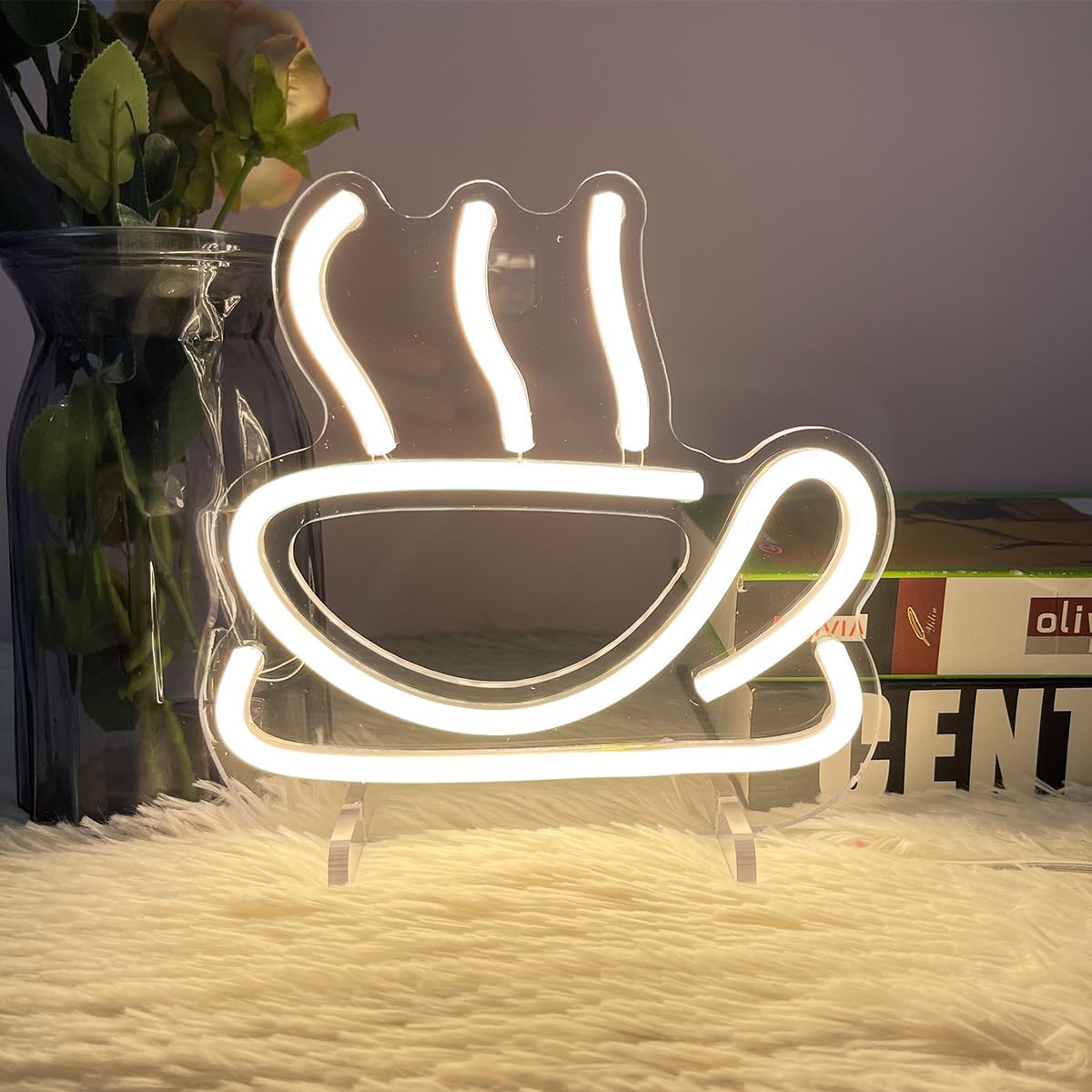 Coffee Table Number Neon Sign Desk Lamp Night Light Wedding Letter LED Neon Sign Wedding Table Decorations Neon Light Shop Bedroom Home Room Decor Christmas Party Warm White USB 20×19 CM
