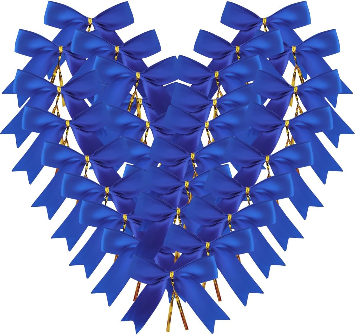 50pcs 3-1/2 Inch Blue Satin Ribbon Bows with Twist Tie Bows for Christmas Tree Decoration Gift Packing&Wrapping(Blue)