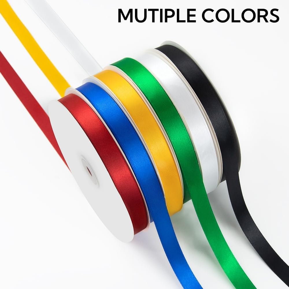 5/8 Inch 100 Yards Satin Ribbon Green, Solid Color Fabric Ribbon for Gift Wrapping, Wedding, Polyester Gift Ribbon for Birthday Party Decoration, Craft, Hair, Floral, Sewing