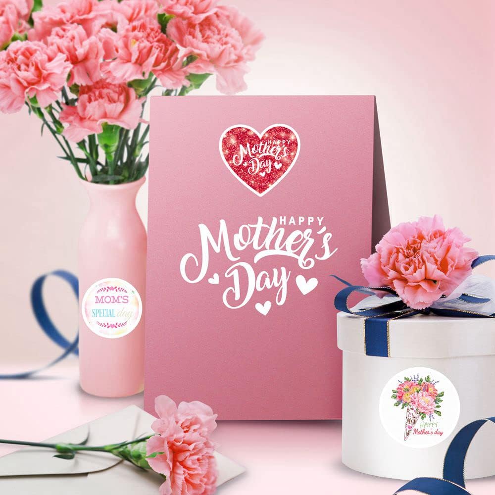 Mothers Day Stickers, Happy Mother's Day Labels Stickers for Mothers Day Card Gifts Present Decoration, Mothers Day Flower Decoration Stickers