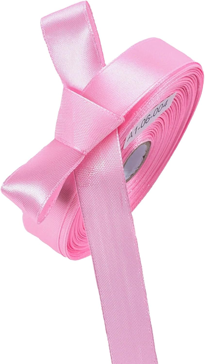 5/8" x 50 Yards Pink Satin Ribbon Single Faced Fabric Ribbons for Gift Wrapping, Crafting, Bows Making, Sewing, Wedding, Home Decor