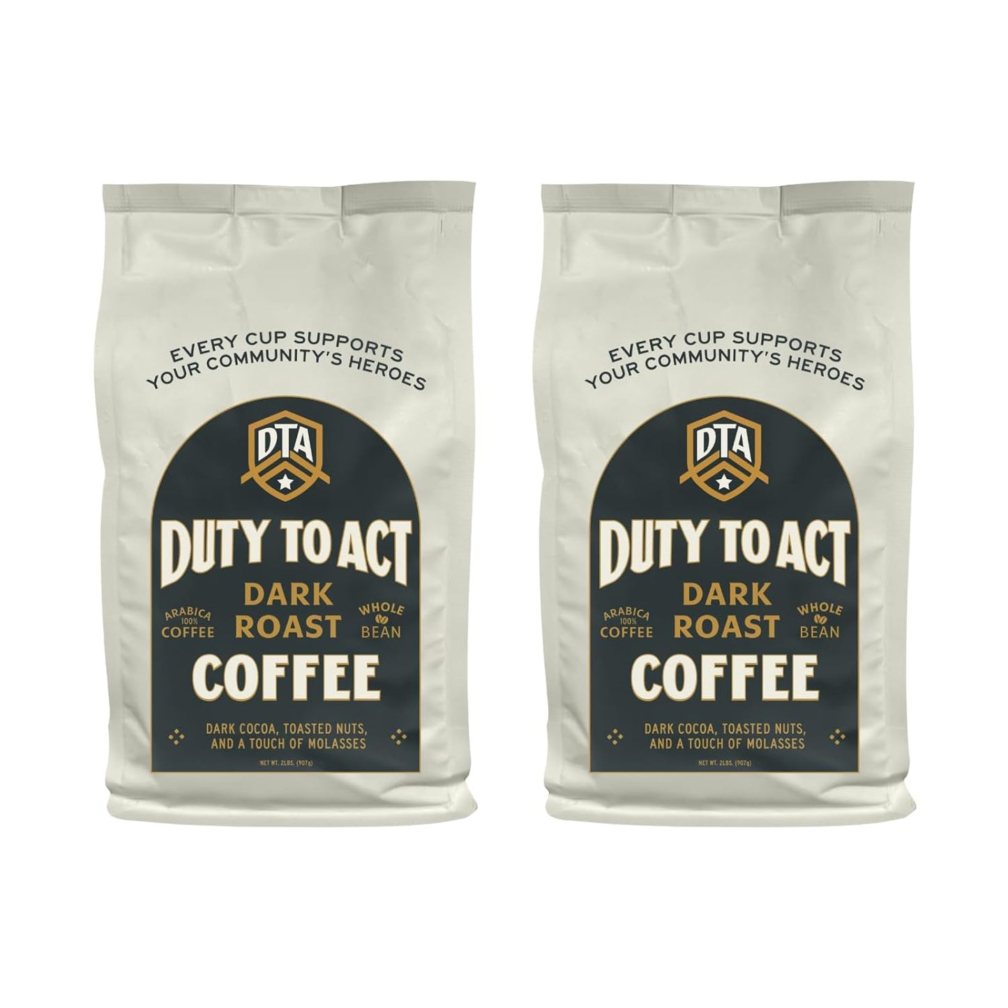 Duty to Act Dark Roast Whole Coffee Beans, 2 lbs (Pack of 2)