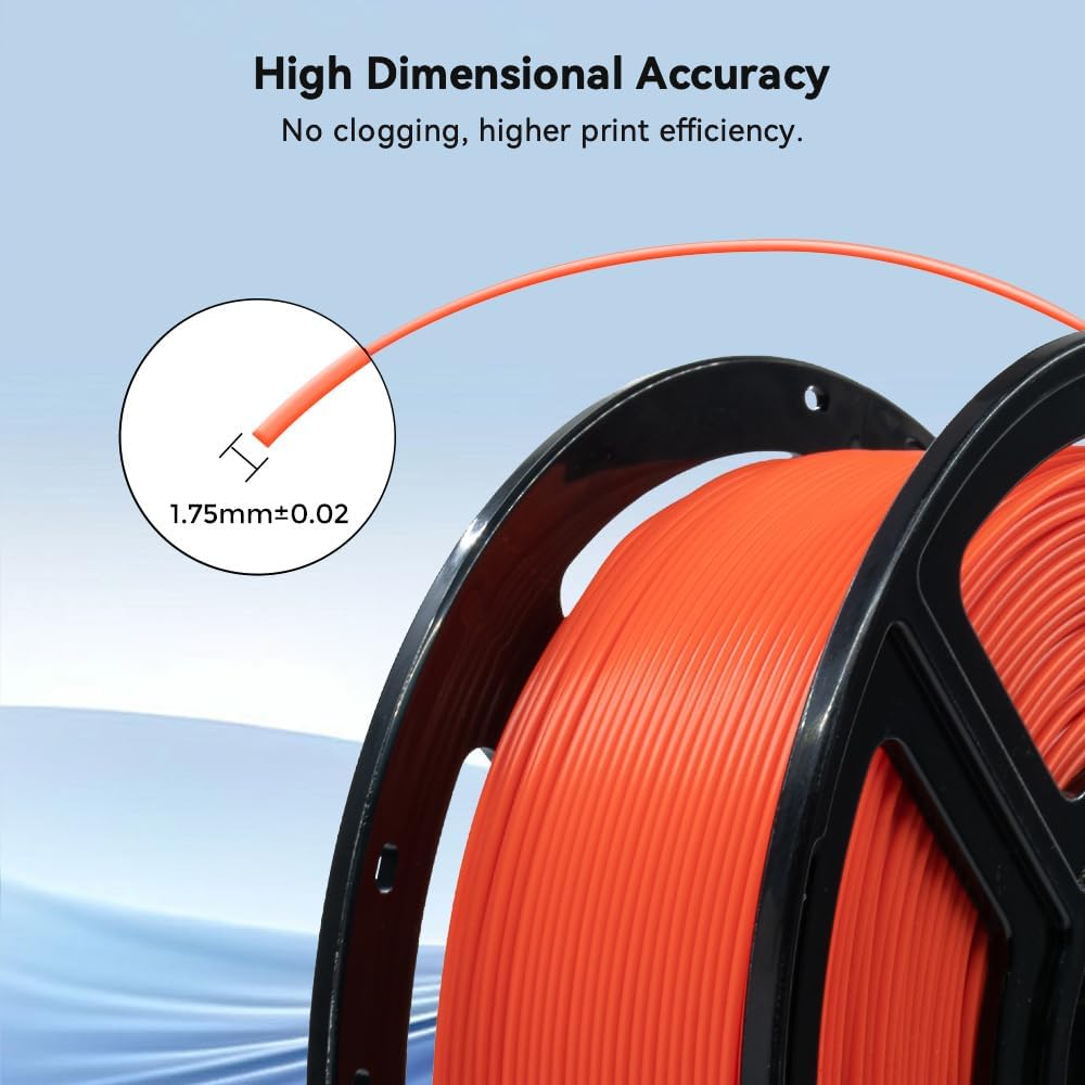 FLASHFORGE 3D Printer Filament, PLA PRO Filament 1.75mm, 1KG Spool (2.2lbs), Dimensional Accuracy +/- 0.02mm for FDM 3D Printers, Better Tenacity & No Knotting (Tangerine)