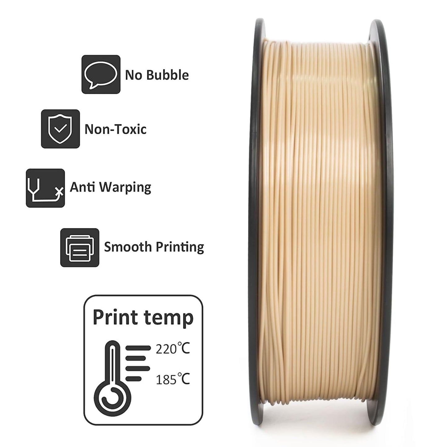Geeetech PLA Filament 1.75mm Bone White 3D Printer Filament 1kg(2.2lbs), Neatly Wound Bone PLA Filament, Dimensional Accuracy +/- 0.02 mm, Fit Most FDM 3D Printers