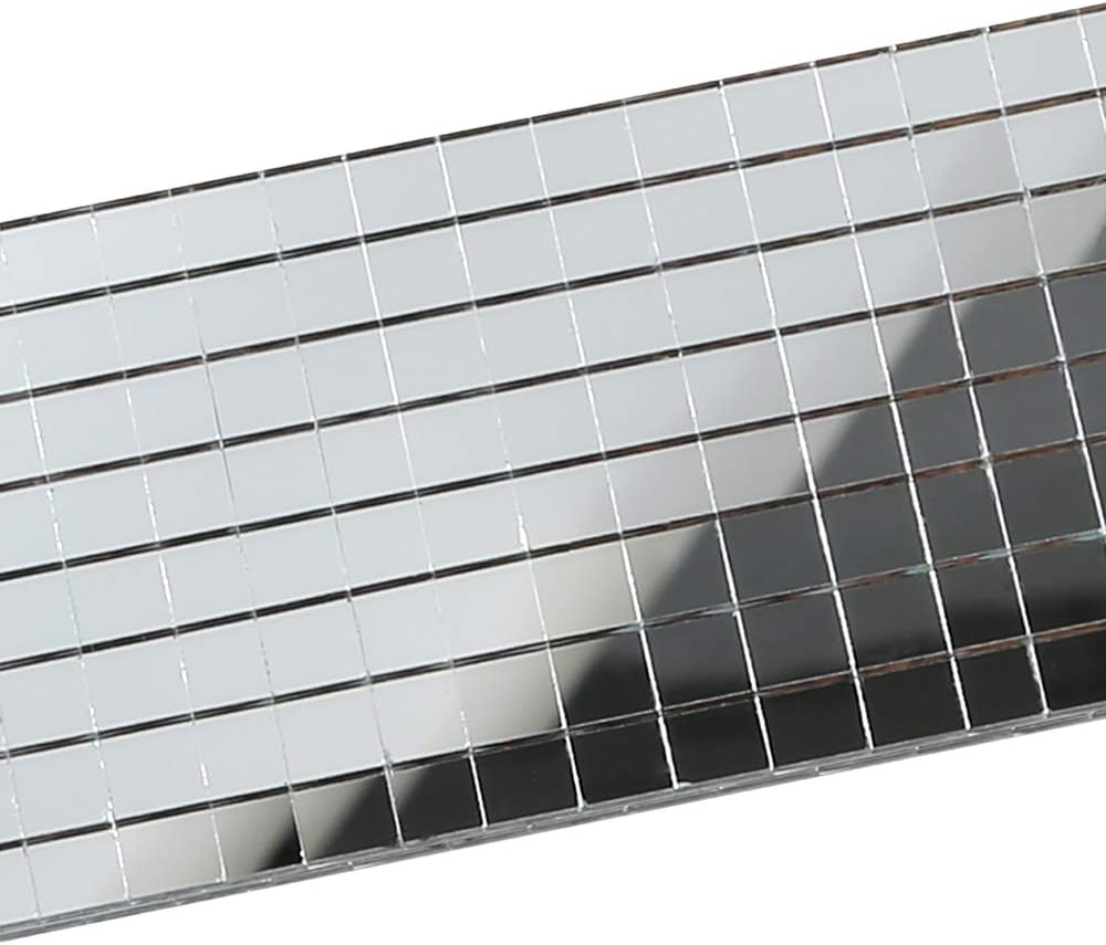 PP OPOUNT 9440 PCS Self Adhesive Mirror Mosaics Sheets, 5 x 5 mm Silver Mirrors Mosaic Square Glass for Craft,Home Decorations