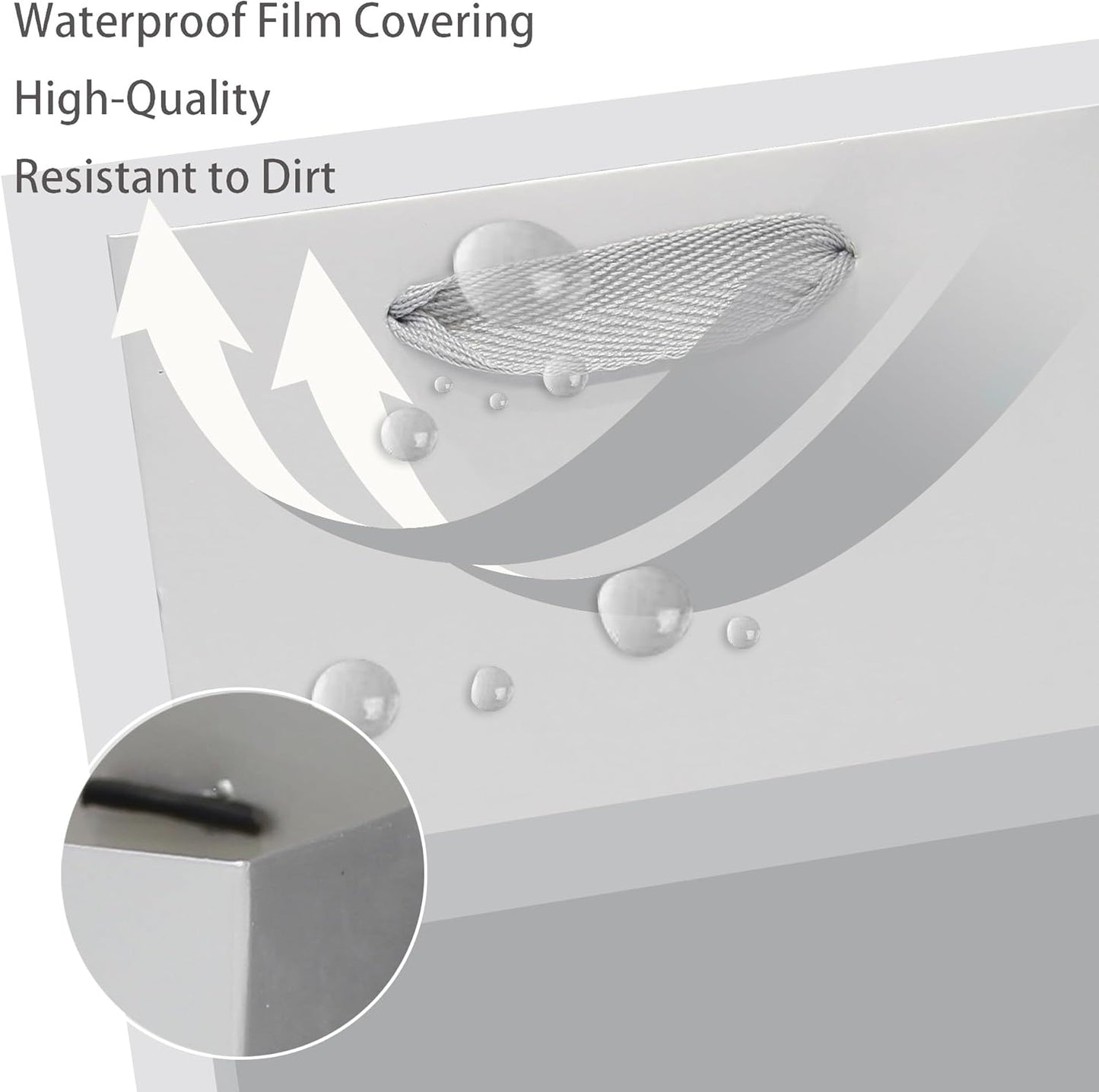 Silver Gray Paper Gift Bag 10 in Paper Gift Box Large Square Bottom Kraft Paper Bags with Handles for Wedding Baby Shower Birthday Party (Silver Grey, 10 x 10 x 10 in, 10 CT)