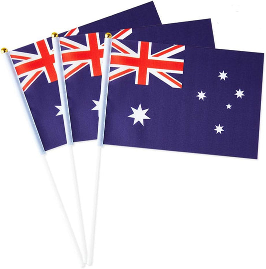 Australia Flag Australian Flag, Small Mini Handheld Australia Flags on Stick, Ideal for Party Parades Sports Events Patriotic Festival Decorations