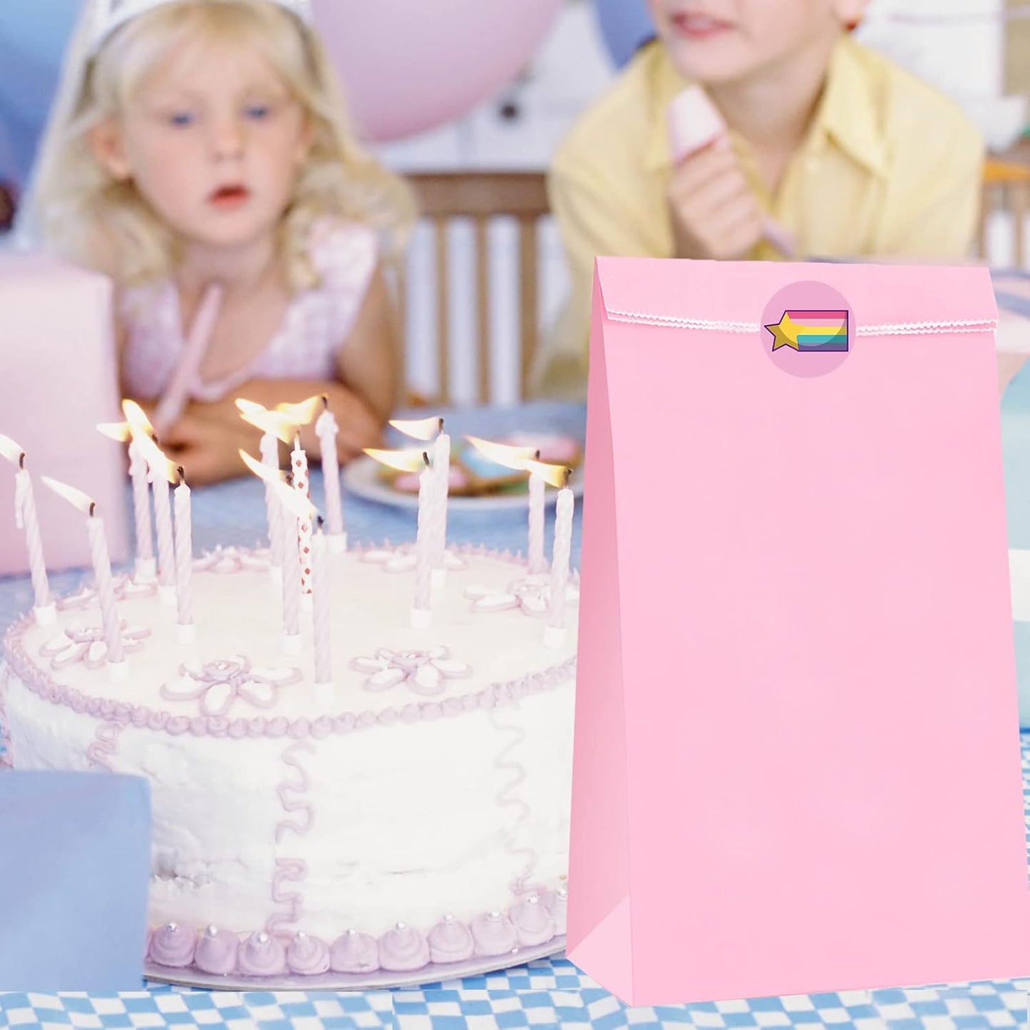 Oletx 30-Pack Pink Party Favor Paper Bags for Birthday,Treat,Goodie, Candy, Paper Lunch Bags, Babyshower,Valentine's Day,Mother's Day