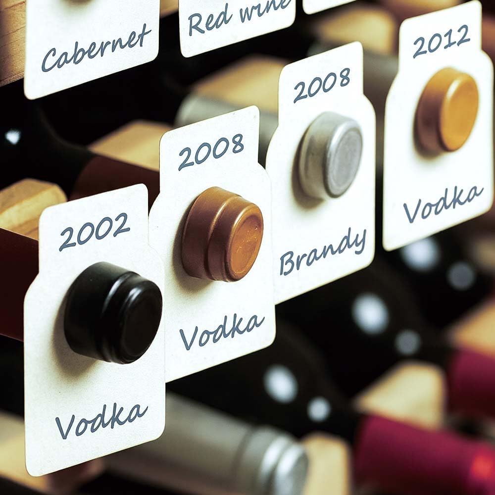 200 PCS Wine Bottle Tags –Paper Hanging Cellar Labels for Bottle Neck, Double-Sided Writable Gift Tags for Wine Racks, Champagne & Homebrew Organization (White)