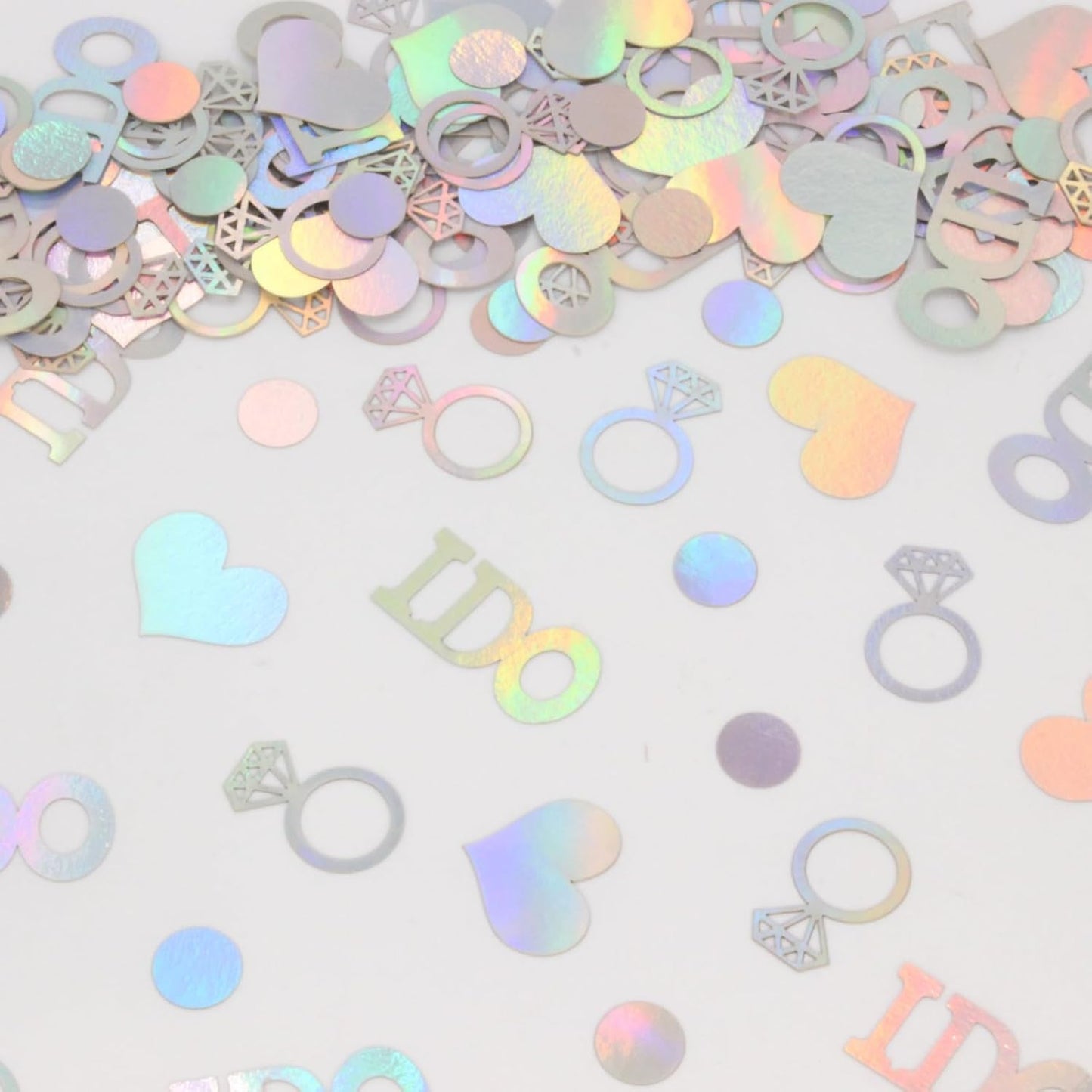 Wedding Confetti, Engagement Confetti for Wedding Shower Decorations, Bridal Shower Confetti for Bridal Shower Decorations, 160 PCS Glitter Iridescent I DO Confetti for Engagement Decorations