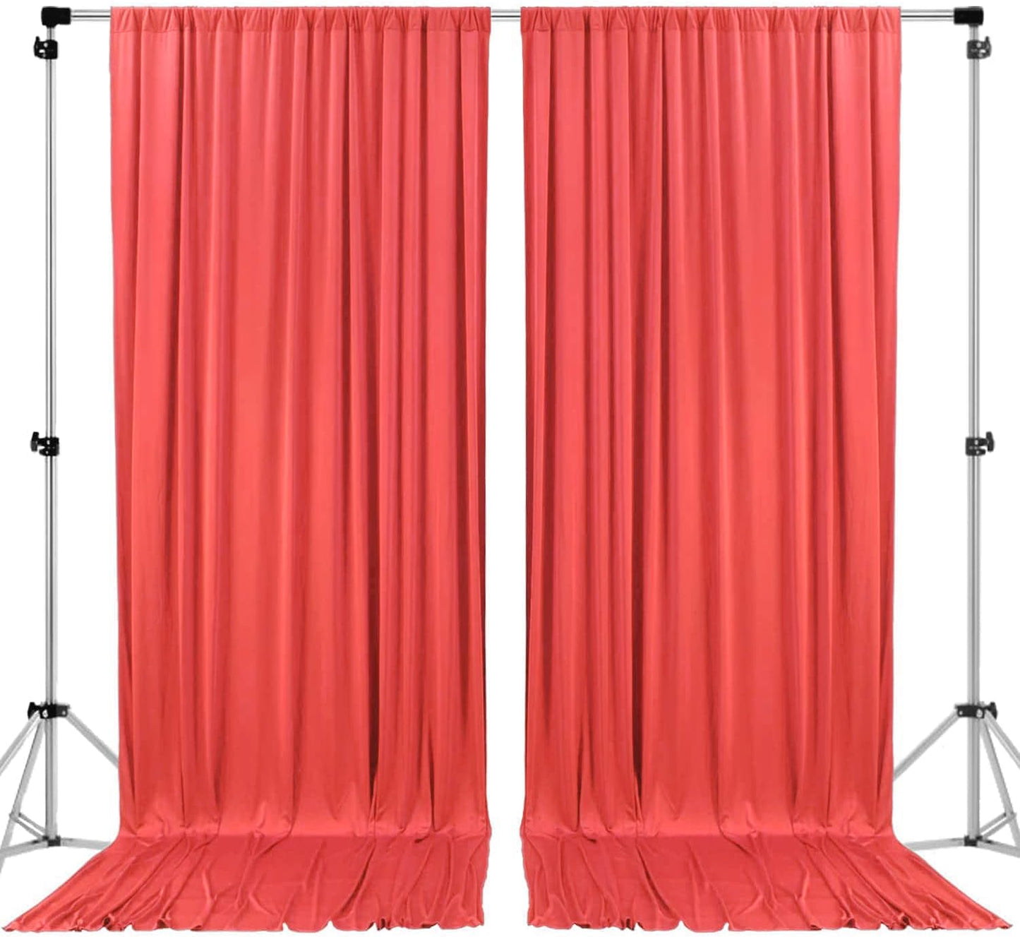 AK TRADING CO. 10 feet x 10 feet Coral IFR Polyester Backdrop Drapes Curtains Panels with Rod Pockets - Wedding Ceremony Party Home Window Decorations