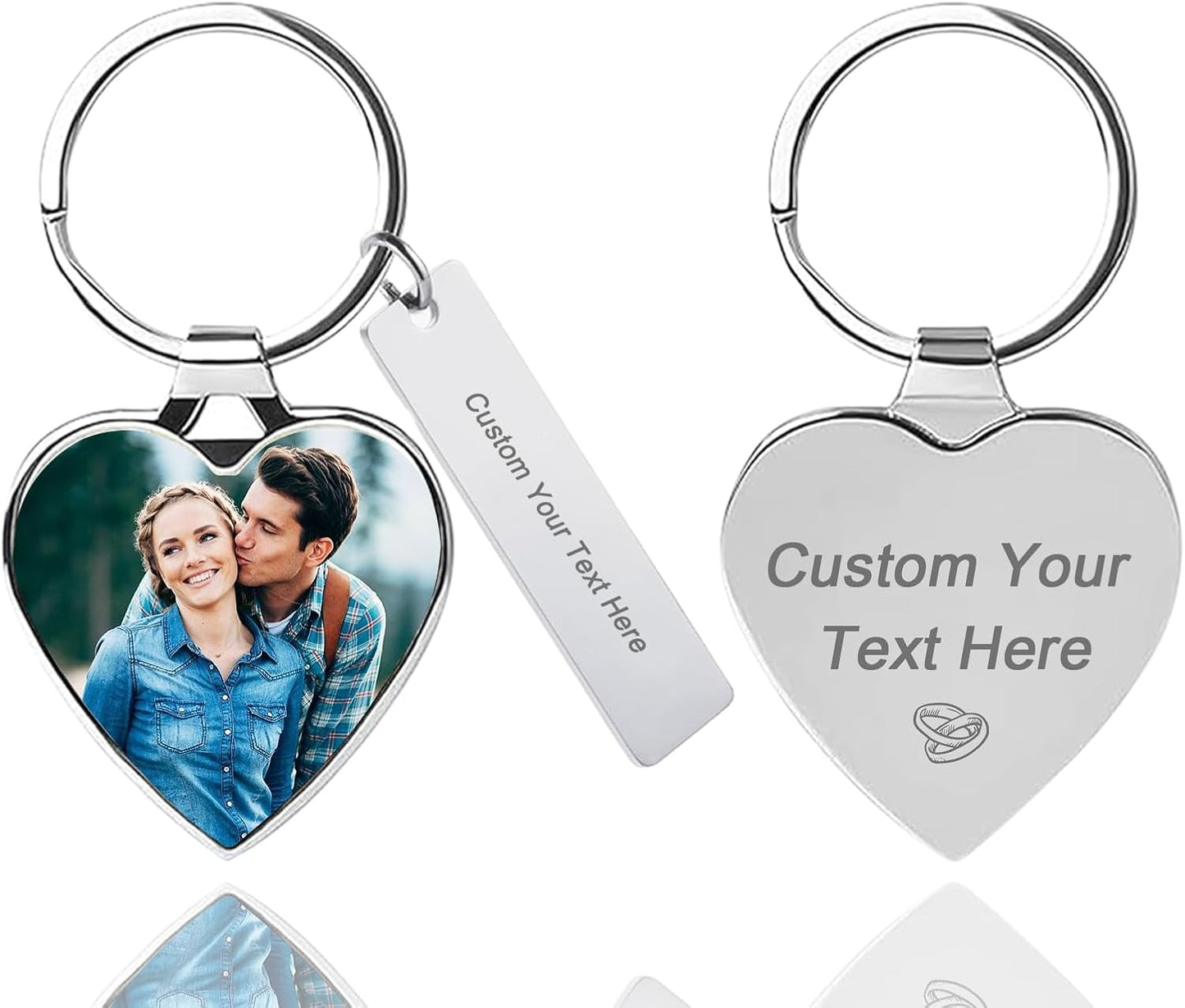Custom Keychain with Picture Double-sided Personalized Photo Text Keychain, Gift for Anniversary Birthday Christmas