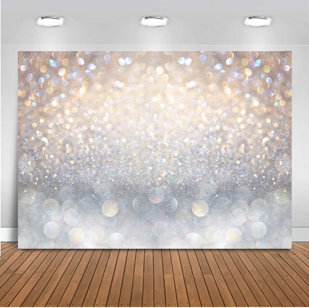 Bokeh Photography Backdrop Blue Grey Spots Sparkle (No Real Glitter) Background Weeding Baby Shower Birthdat Newborn Baby Portrait Photo Studio Props (8x6ft(96x72 inch))