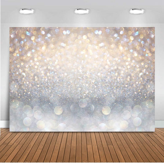 Bokeh Photography Backdrop Blue Grey Spots Sparkle (No Real Glitter) Background Weeding Baby Shower Birthdat Newborn Baby Portrait Photo Studio Props (8x6ft(96x72 inch))