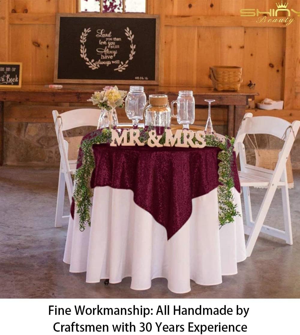 ShinyBeauty Sequin Tablecloth Burgundy Sequin Table Overlay Glitter Table Cover for Dinning Table Sequin Table Linen for Party Event Decoration Square Tablecloth 54x54 Maroon Birthday Tablecloth