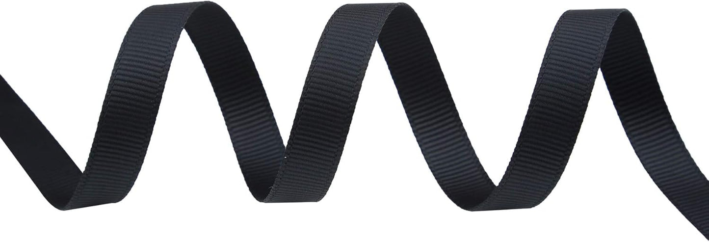 ITIsparkle 3/8" Inch Grosgrain Ribbon 50 Yards-Roll Set for Gift Wrapping Scrap Books Party Favor Hair Braids Baby Shower Decoration Cake Decoration Floral Arrangement Craft Supplies, Black Ribbon