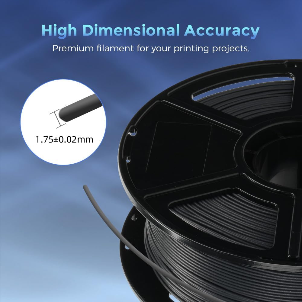 FLASHFORGE Carbon Fiber PLA Filament 1.75mm, Carbon Fiber Reinforced PLA 3D Printer Filament, 1KG Spool Dimensional Accuracy +/- 0.02mm, High Strength & High Abrasion-Resistance (Volcanic Rock Gray)