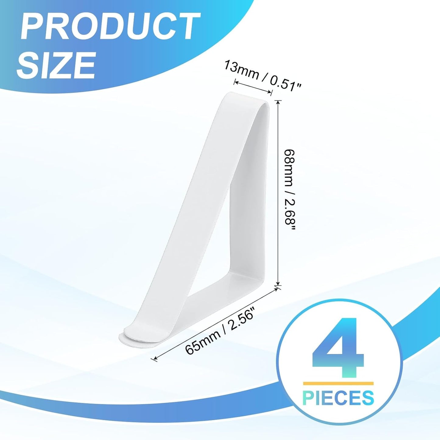 uxcell 4 Pack Tablecloth Clips, Stainless Steel Table Cloth Cover Clamps, 2.56" x 2.68" Windproof Holder Clips for Home Party Picnic Wedding Camping Dining Tables, White