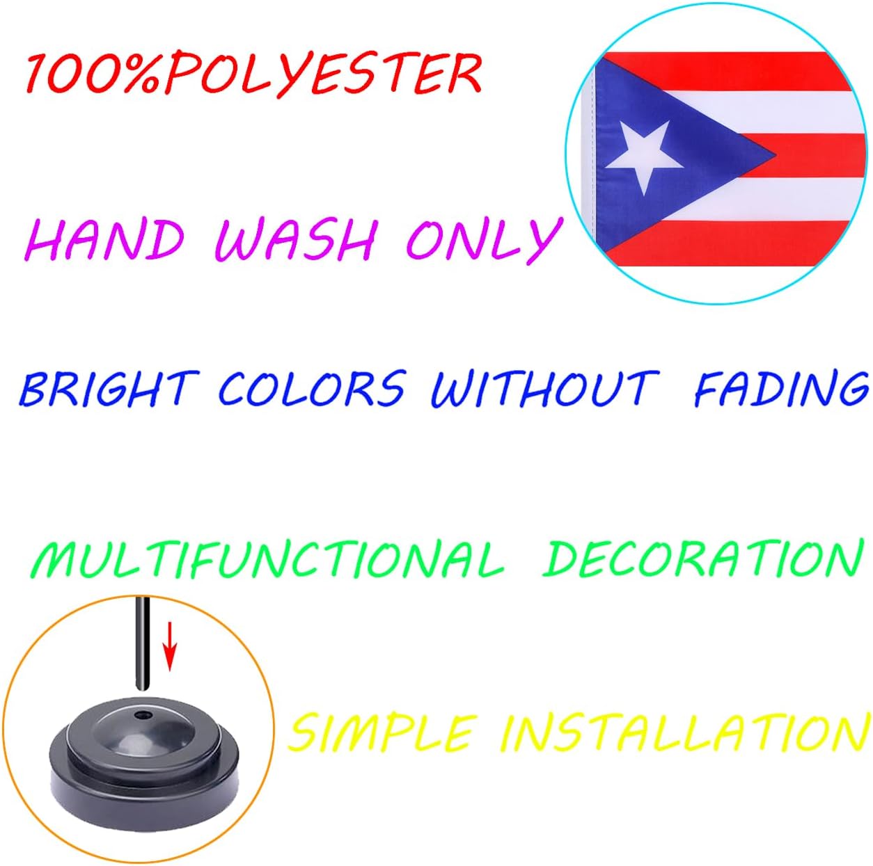 WXTWK 2 Pack Puerto Rico Flag Puerto Rico Deluxe Desk Flag Set - Mini Small Puerto Rican Table Office Flags with Black 12" Solid Pole Stand Base Classroom Meeting Desktop Decorations