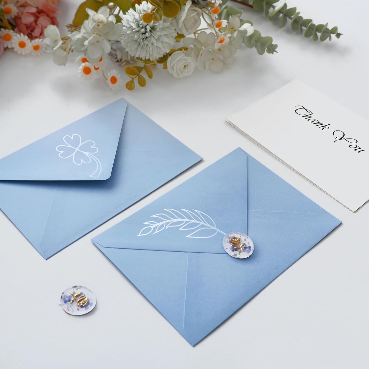50 Pack 4x6 Envelopes Letter Size, Blue A4 Envelopes Self Seal for Wedding Invitation, Envelope 4.3x6.3 for Greeting Cards, Photos, Baby Shower, Graduation, Thank You Cards, Announcements