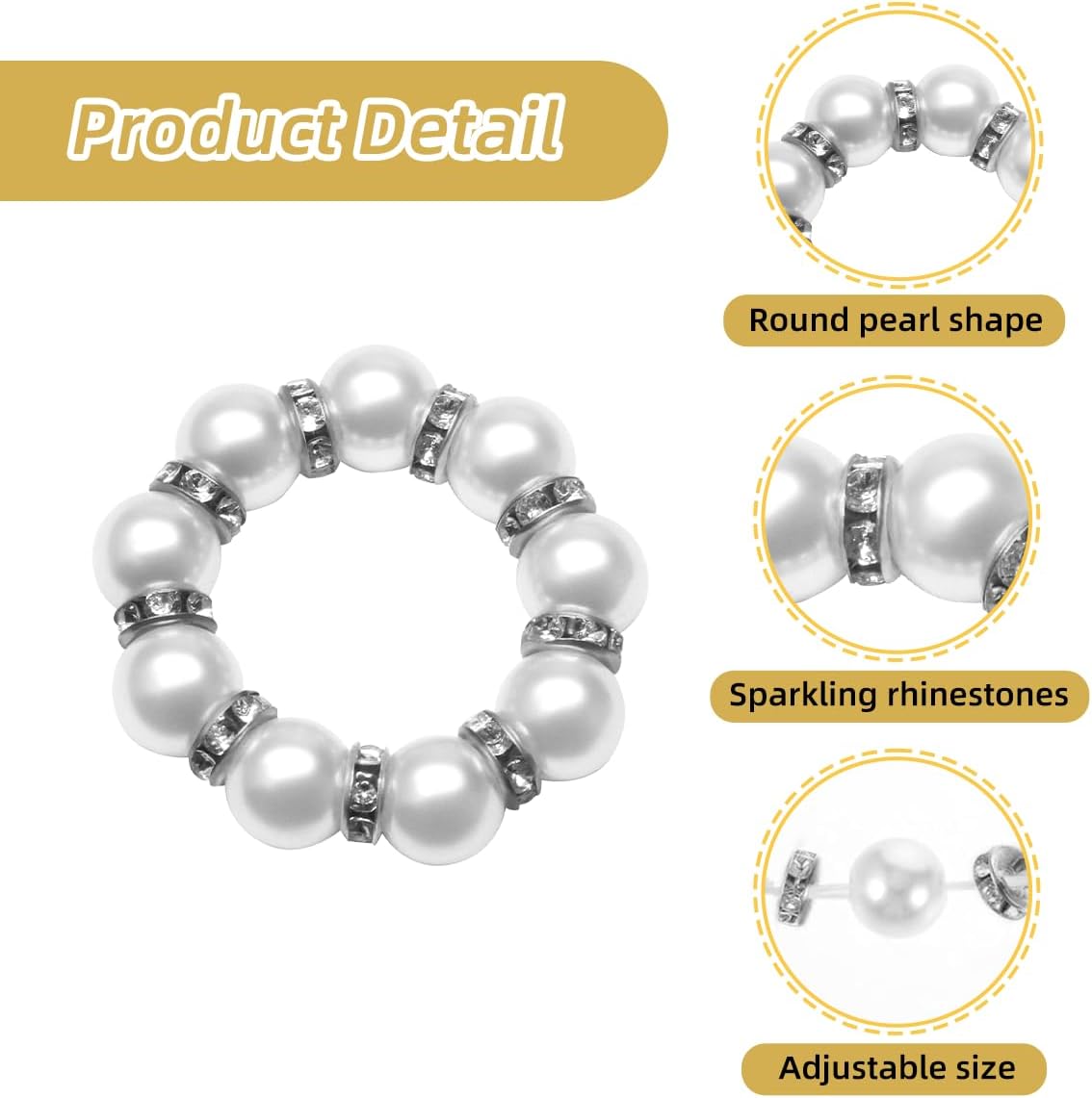 50Pcs Pearl Napkin Rings, Imitation Pearl Napkin Rings Holder, Disposable Beaded Serviette Napkin Buckles for Wedding Reception Party Banquet Dinner Table Decor (Pearl Silver, 50 Pcs)