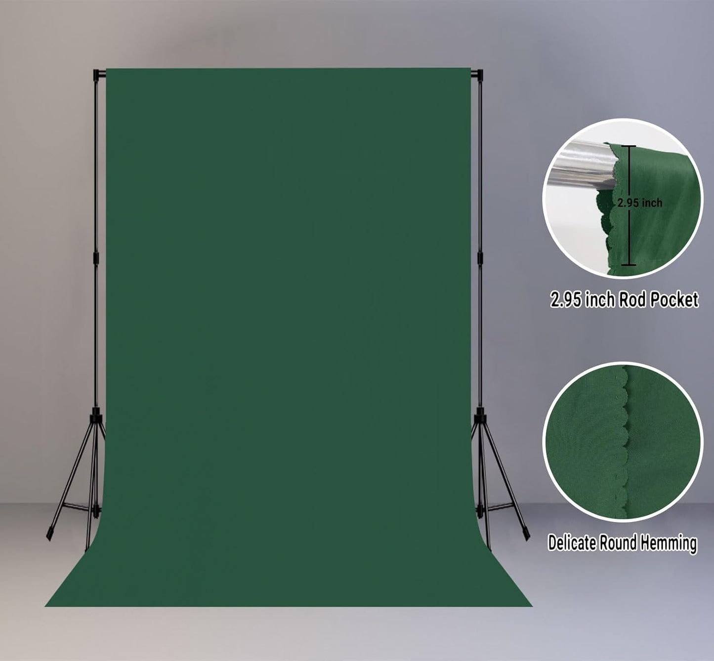 6x9FT Dark Green Screen Backdrops for Photography, Virtual Green Screen Backdrop Pieces for Zoom Meetings, Curtains for Party Decoration Video Shooting