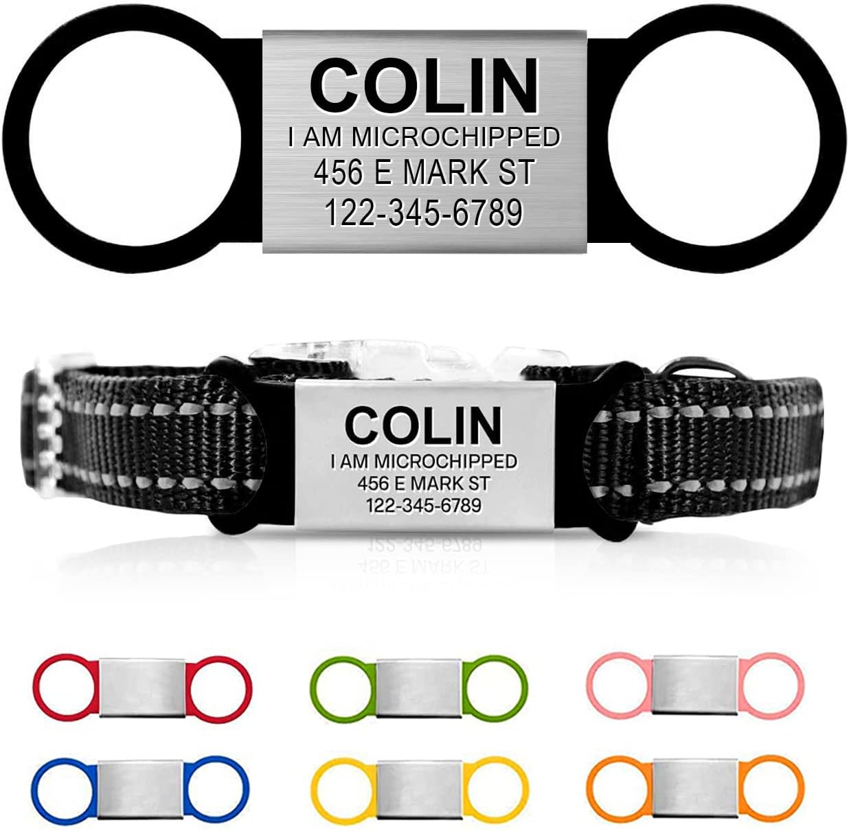 Personalized and Custom Dog Tag for Pets - No Noise - Engraved Name Tag - Slide On ID Tags and Collar Tags for Small, Medium, Large Dogs and Cats - Silent Customized