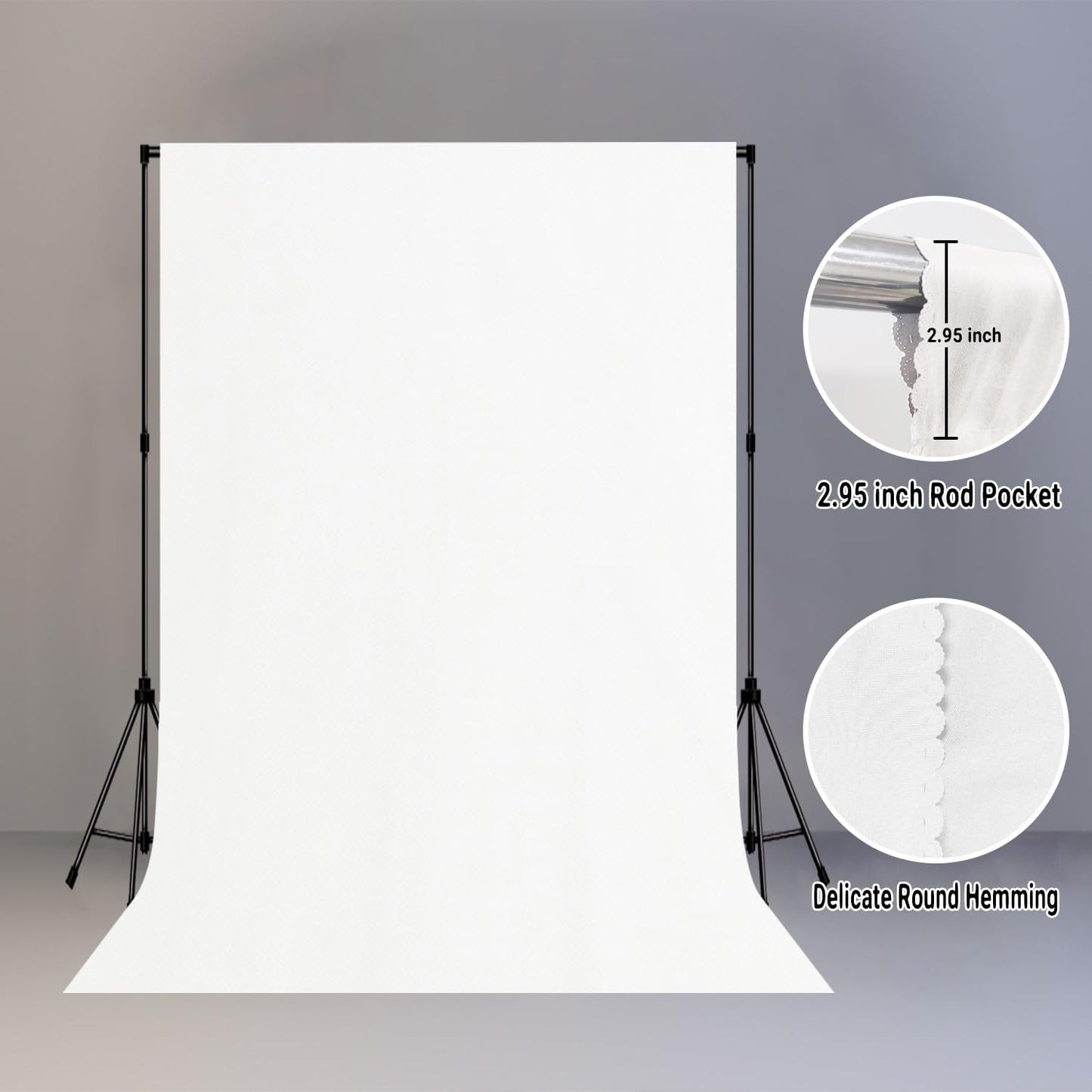 White Screen Backdrop for Photography 6x9ft Zoom Meeting, Game Live Steaming Photo Studio Shooting Props High Density Fabric Background