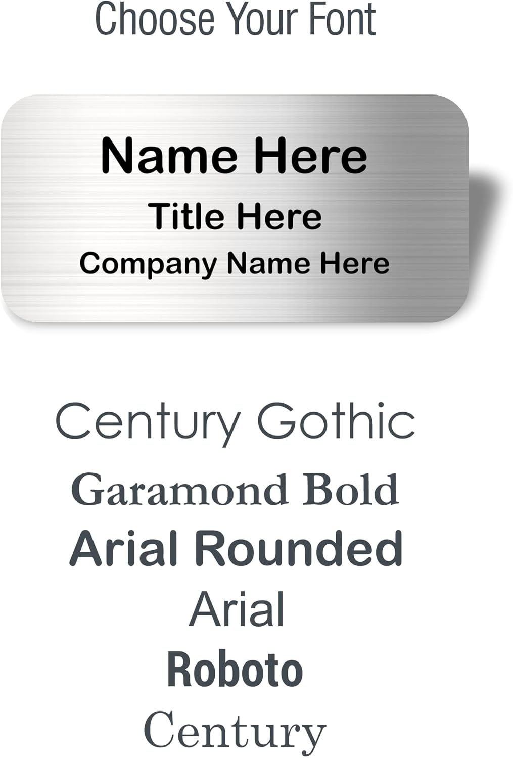 Awards4U Custom Name Tag - Personalized Metal Name Badge with Magnet Backing - Silver, 3"x1.5" - No Logo